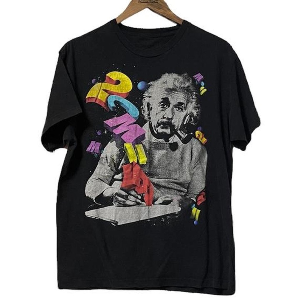 Albert Einstein E=MC^2 backwards short sleeve crewneck graphic T-shirt